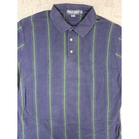 Polo Ralph Lauren Men's XL Navy Blue Striped Short Sleeve Golf Polo Shirt - Picture 3 of 8